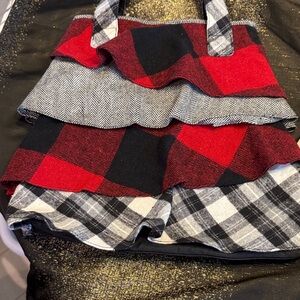 Stylish Plaid Ruffle Women's Bag - Red and Black NWT